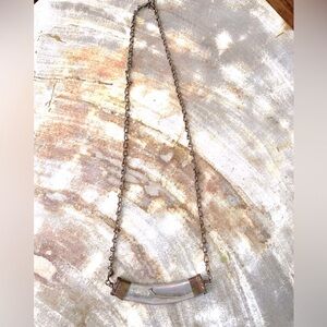 NWOT Handmade One of a kind reversible Mother of Pearl and Brass Necklace.